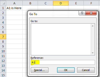 Excel Selecting Go To